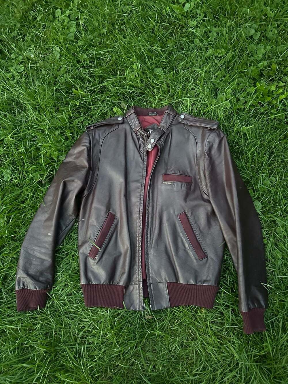 Vintage Members Only Europe Craft Brown Genuine Leather Cafe Racer BomberJacket